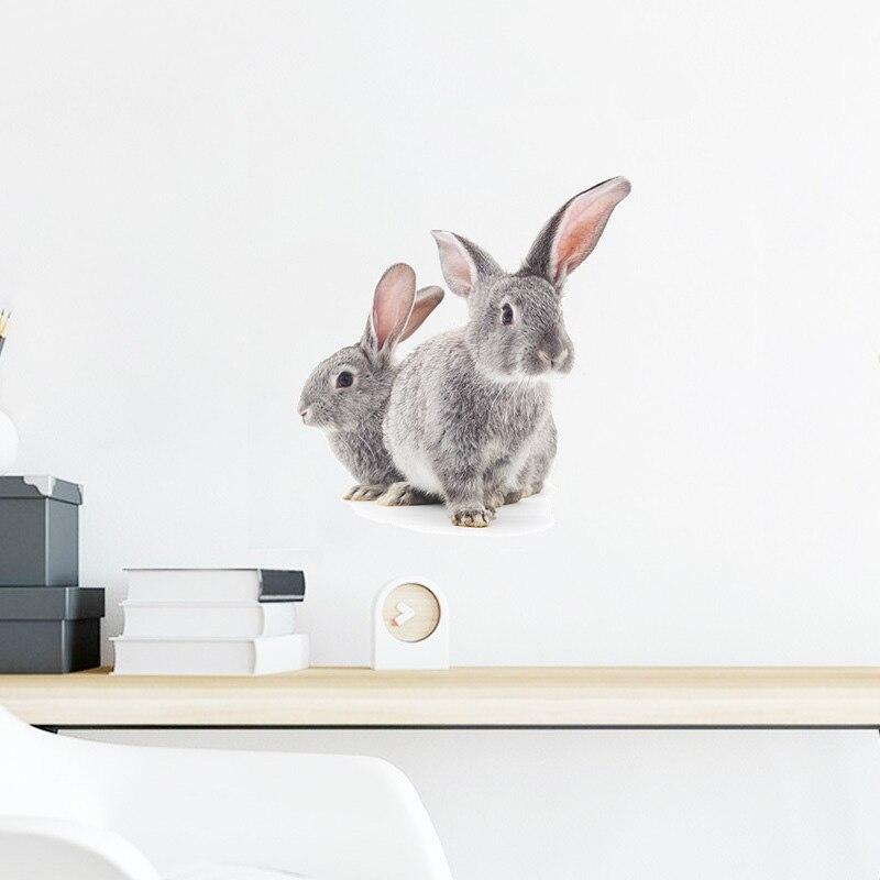 Наклейка на стену с серыми кроликами, декор детской комнаты, обои для спальни, гостиной, фон для украшения дома, наклейки с кроликом