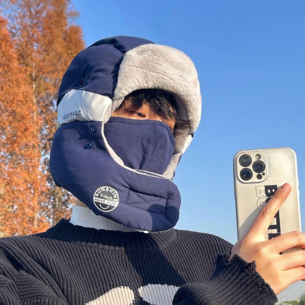 Ветрозащитная зимняя шапка-ушанка, утолщенная лыжная шапка-пуловер, модная мужская шапка для защиты ушей, для велоспорта