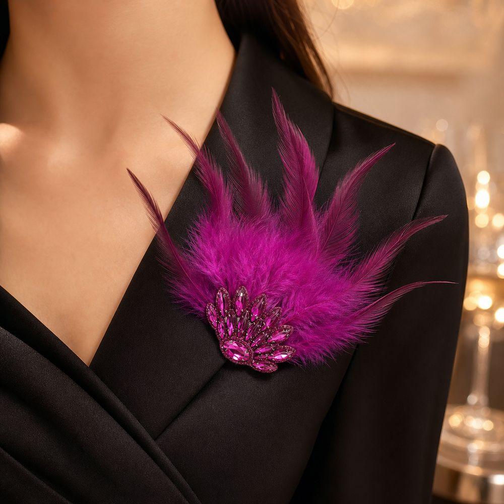 Handmade Rhinestone Feather Brooch Gothic Style Shoulder Strap Wedding Accessories