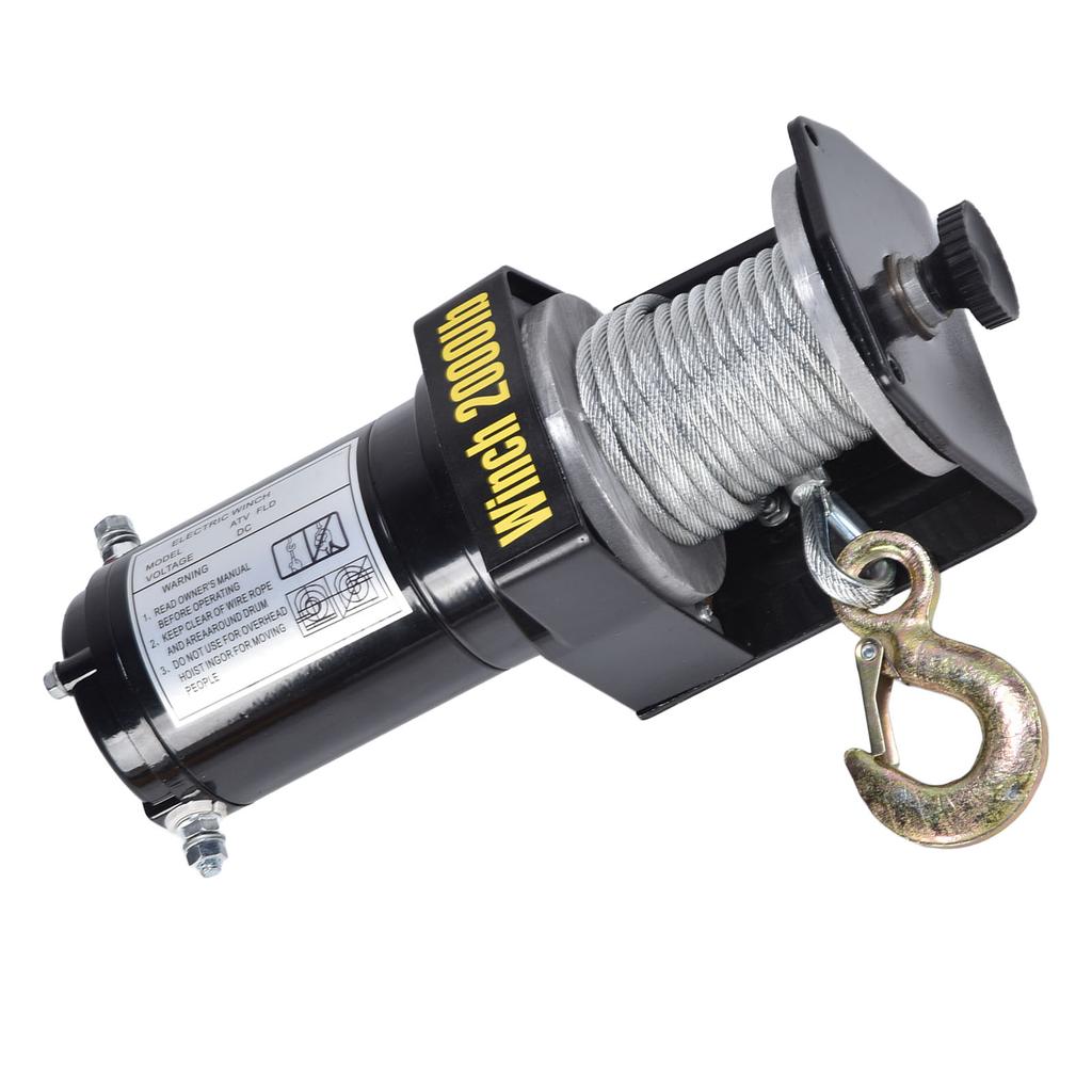 Электрическая лебедка 12 В 2000 фунтов, стальной трос, подъемный кран, комплект контроллера лебедки с крюком из сплава