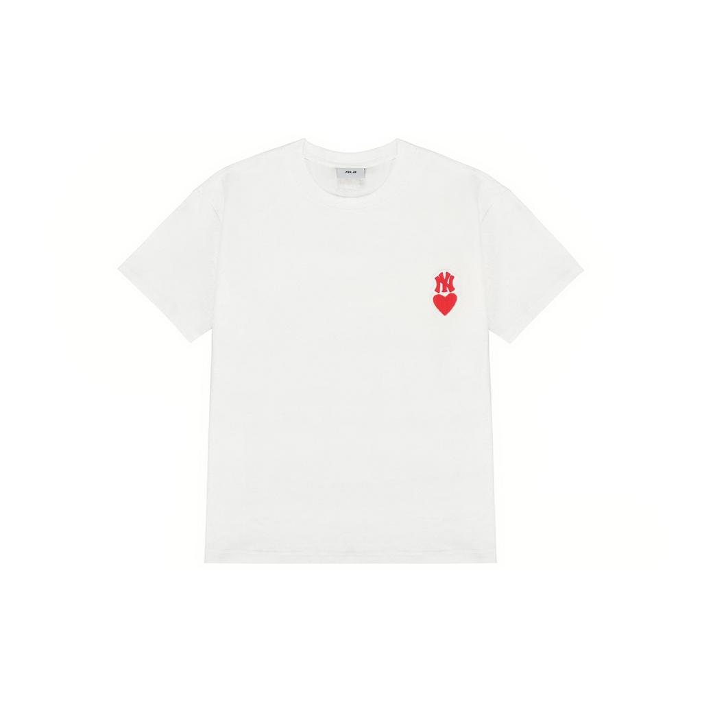 New MLB Set in Sleeve T Shirt Unisex White 3ATSH1023-50IVS