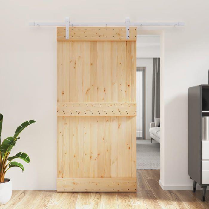 VidaXL Sliding Door and Hardware Kit 100x210 Cm Solid Pine, Interior Door, Interior Barn Door 3203031