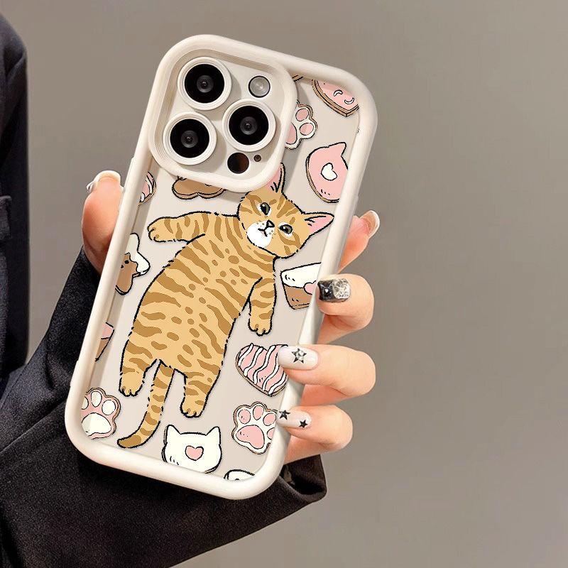 Милый кот подходит для чехла на телефон iPhone17 Apple 17promax новый 14 мелкие отверстия 13/12 заводской 11