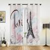 Paris Architecture Pink Window Curtains Bedroom Kitchen Curtain Panel Christmas Home Decor Curtains for Living Room