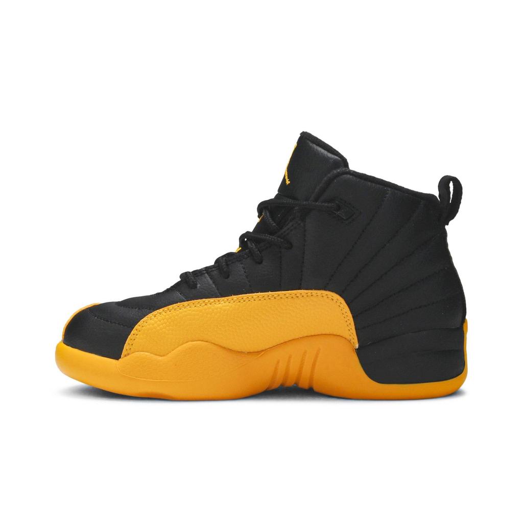 Air Jordan 12 Retro PreSchool 'University Gold' (Unisex) Black / Black / University Gold Kids' Basketball Shoes 151186 070