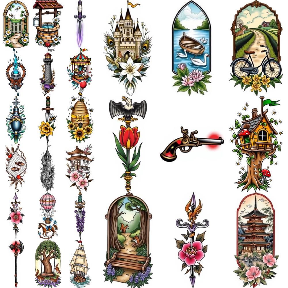 28 шт. Временные татуировки Наклейки с временными татуировками Ведро Улей Пчеловодство Домик на дереве Для рук Мужчины Женщины