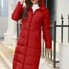 Женское зимнее пуховое пальто с толстой подкладкой и капюшоном, защита шеи, длинный стиль, сплошной цвет