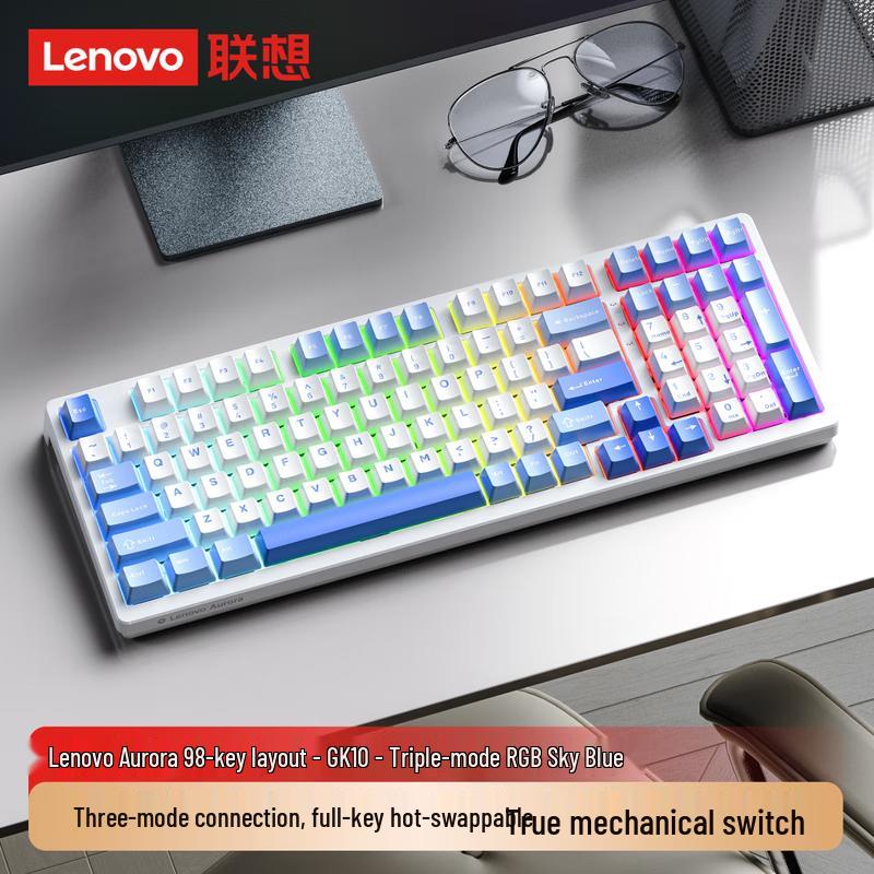 Lenovo GK10 Wireless Bluetooth Tri-mode Mechanical Keyboard RGB Backlight Full-key Hot-swappable
