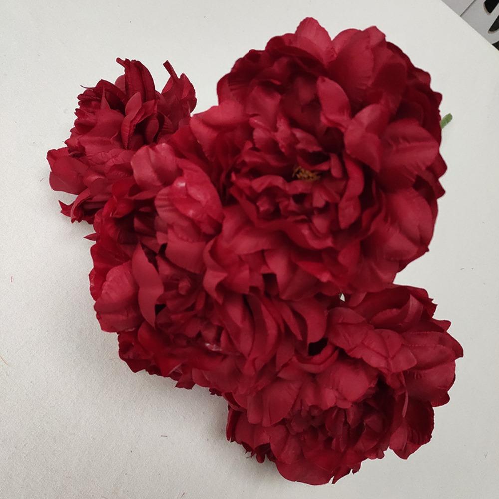 Многоцветный Искусственный Цветок Пион 5 Головок Шелковые Лепестки Искусственный Цветок Пион Цветочная Композиция Листья Реалистичные Цветы Пиона Подарок