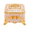 European Style Vintage Metal Jewelry Box Square Decorative Trinket Jewelry Storage Box for Earrings Necklaces White