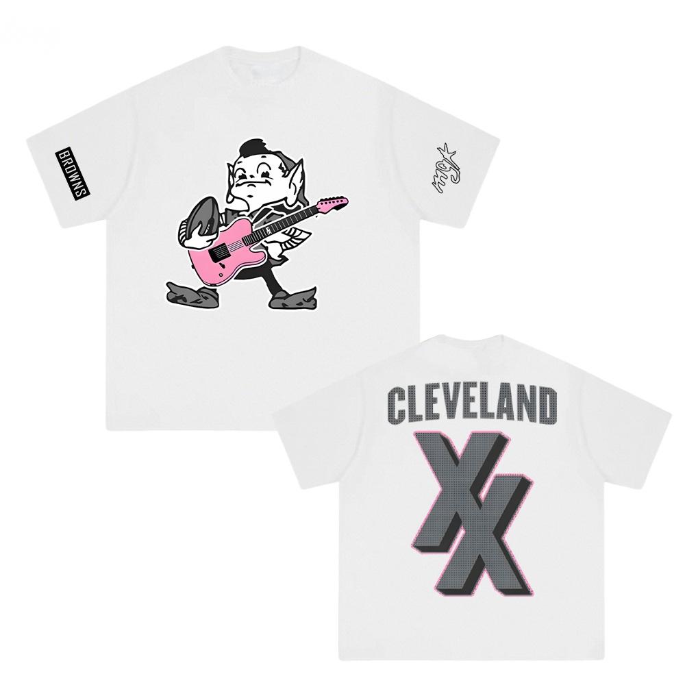 Футболка Mgk X Cleveland Browns Машион Ган Келли Рэперский Тот же Стиль Рукава Удобные Хип-хоп Топы Харадзюку Летняя Футболка
