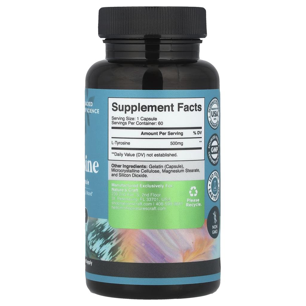Nature'S Craft, L-Tyrosine, 500Mg, 60 Capsules