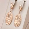 Модные глянцевые овальные длинные серьги-капли для женщин, розовое золото, уникальный узор, металл, свадебные, на каждый день, для вечеринок