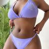 European & American Plus Size Rhinestone Lace-up Swimsuit - Hot Selling Solid Color Bikini ZY066