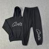 Classic Ship Print Hooded Sweatshirt Matching Jogger Pants Set Men Women Streetwear Casual Outfit