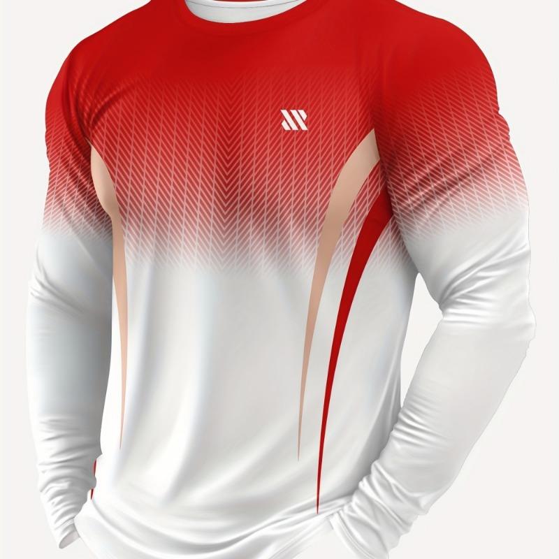 Gradient Men's sports long sleeved T-shirt Shirt Breathable Comfortable Casual Athletic Unisex Versatile Men's Running T-shirts