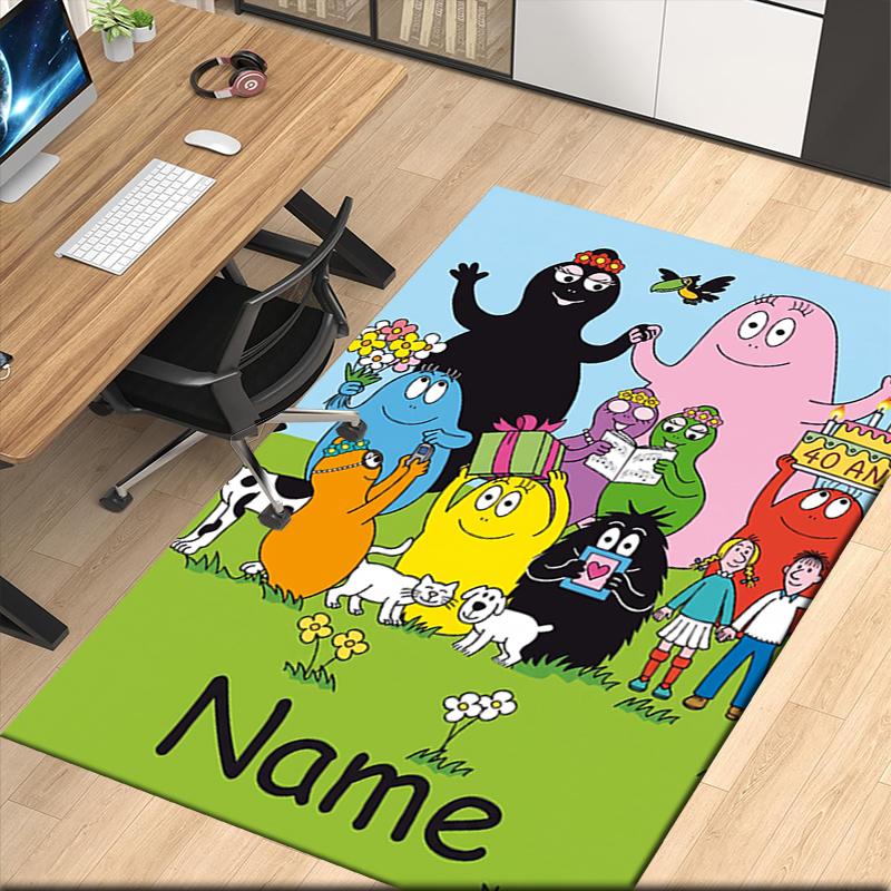 Custom Name Barbapapa Printed Carpet Rug For Office Chair Living Room Bedroom Kitchen Room Decor Gifts