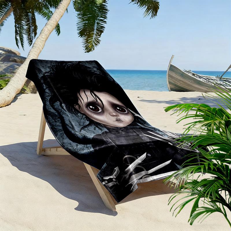 Edward Scissorhands Print Beach Towel, Large Soft Quick Dry Towel for Beach Camping Swimming