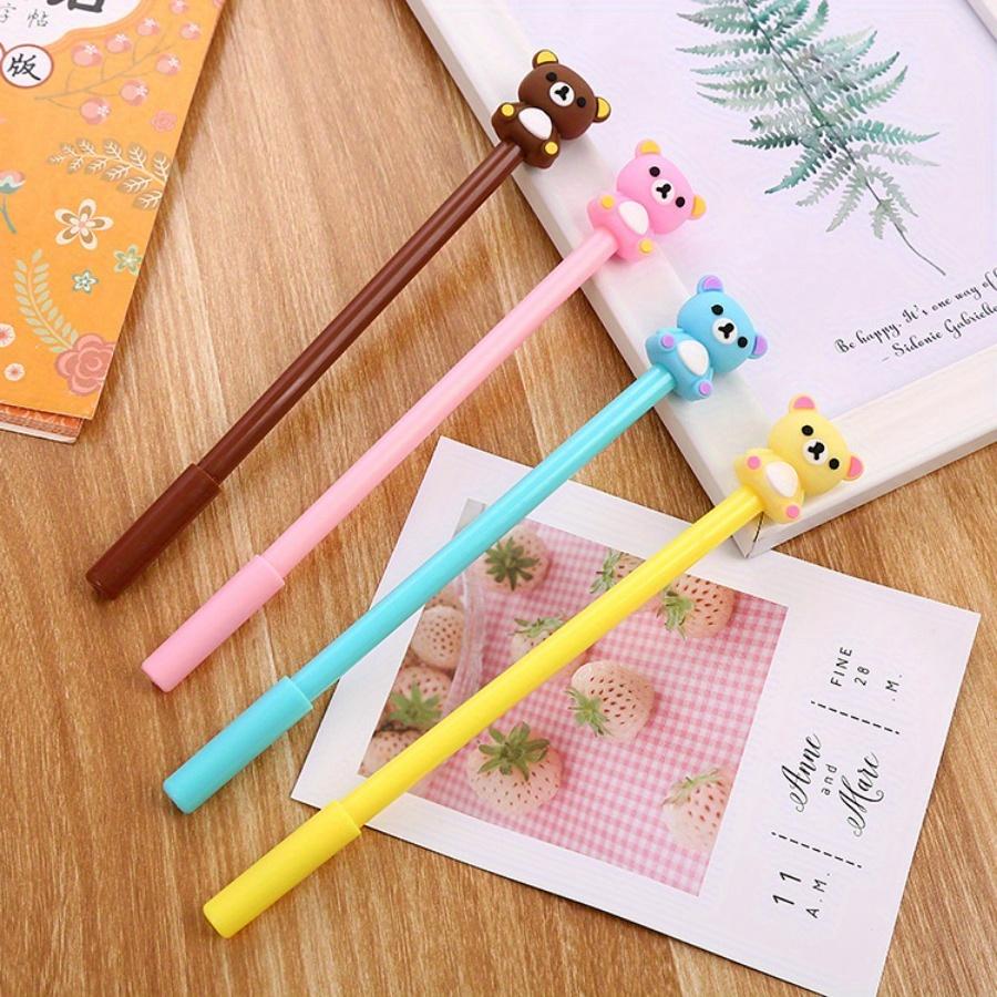 Back To School Season 10pcs 0.5mm Creative Cartoon Bear Gel Pen Cute Exam Black Water Pen Office Supplies Signature Pen