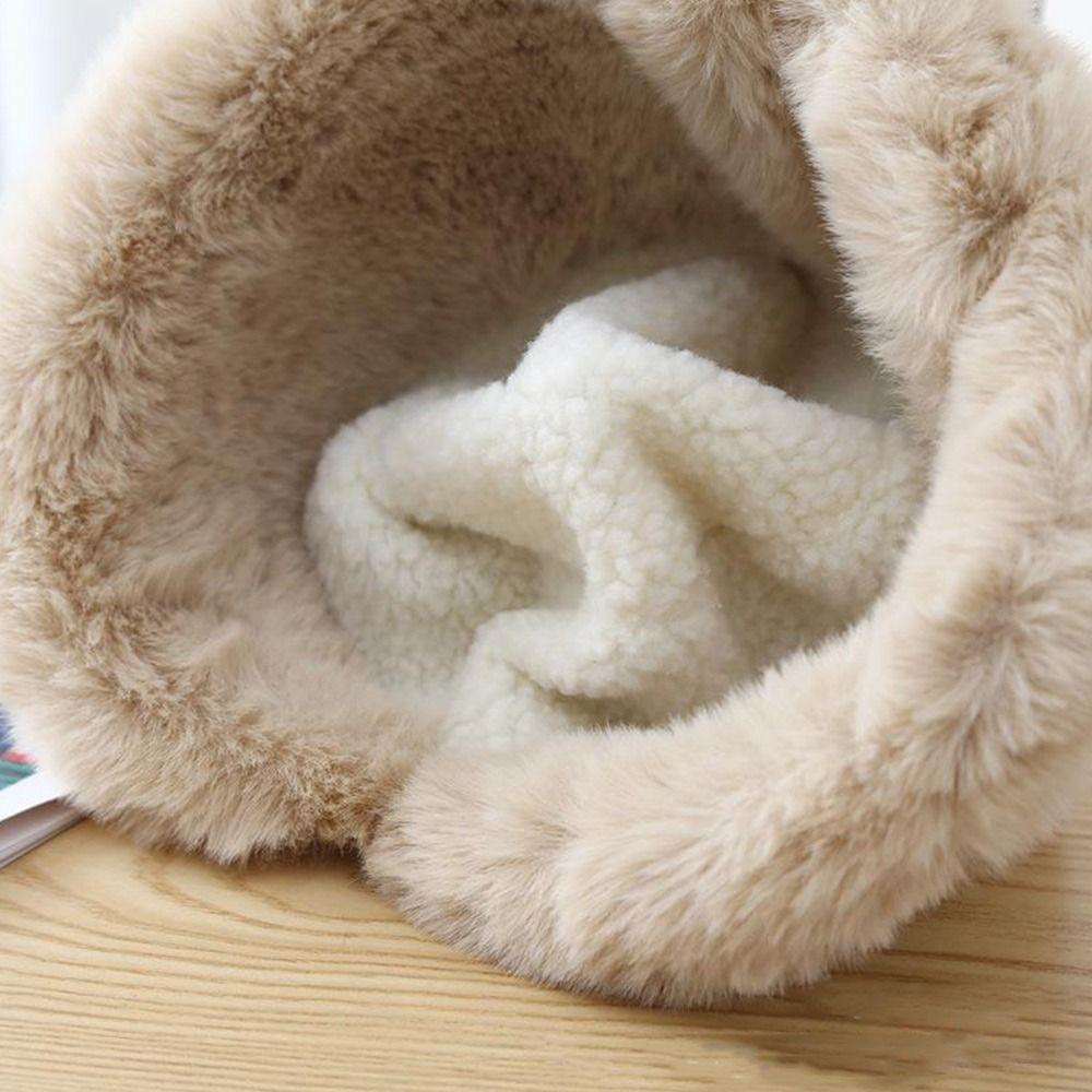 Winter Soft Casual Faux Fur Plus Velvet Panama Hat Fisherman Cap Bucket Hat Sun Cap