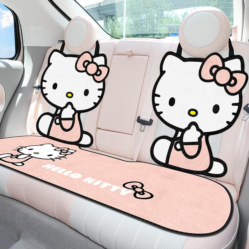 Hello Kitty Универсальная Короткошерстная Плюшевая Подушка для Автомобиля Мультяшная 3D Формы Зимняя Накидка на Пять Сидений Мягкая Подушка для Декора Салона Автомобиля