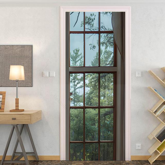 Glass Outside Landscape Door Stickers Muraux Home Wedding Decoration Wallpaper Poster Room Decor Aesthetic Bathroom