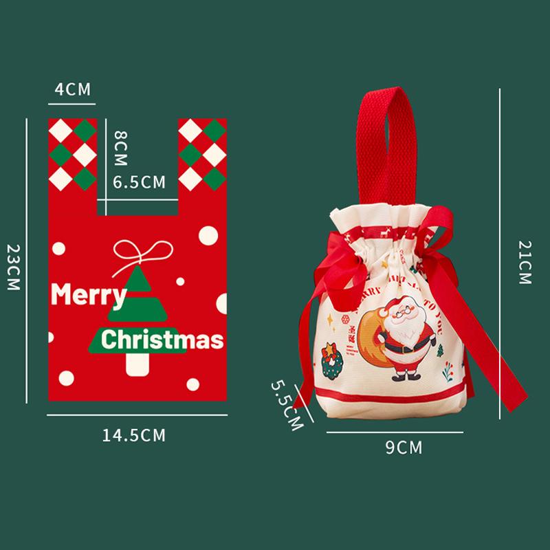 1 шт. Рождественский подарочный мешок на шнурке, Маленькие рождественские пакеты для упаковки яблок и конфет, Рождественские сувениры для вечеринки, Праздничный пакет для упаковки подарков