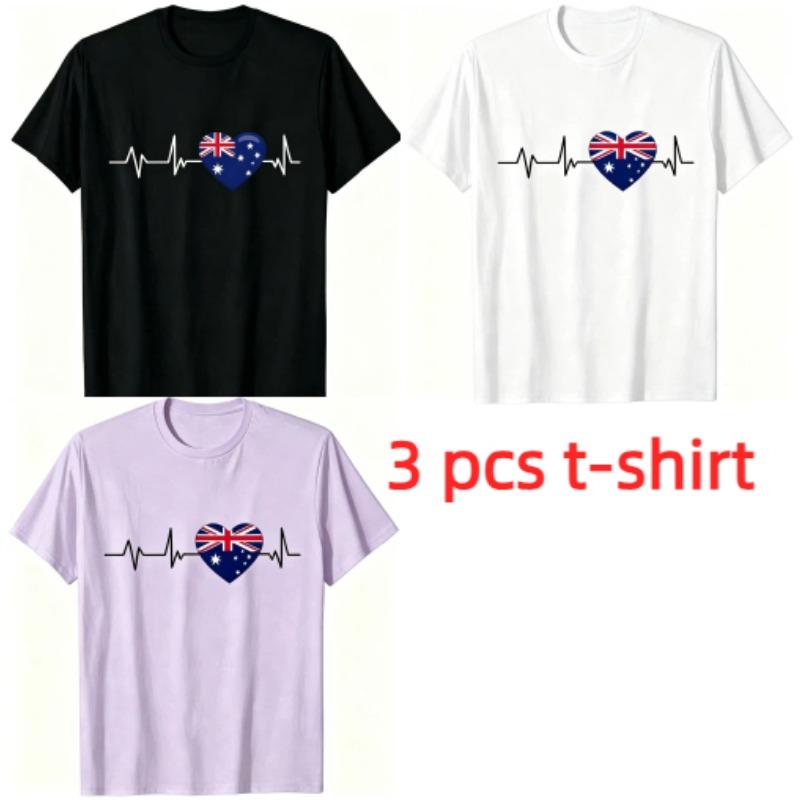 I Love Australia Pattern Print Men's T-shirt Summer Men's and Women's Casual Fashion Tops Men's Short Sleeve T-shirt Oversize Clothing