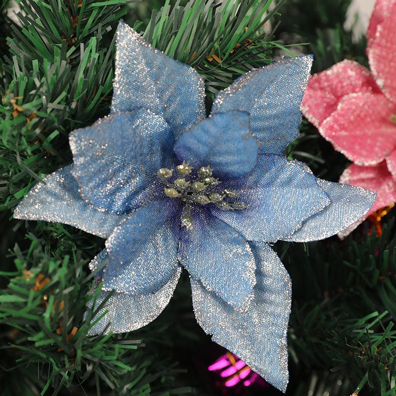 10pc Big Flower Head Glitter Christmas Tree Ornament