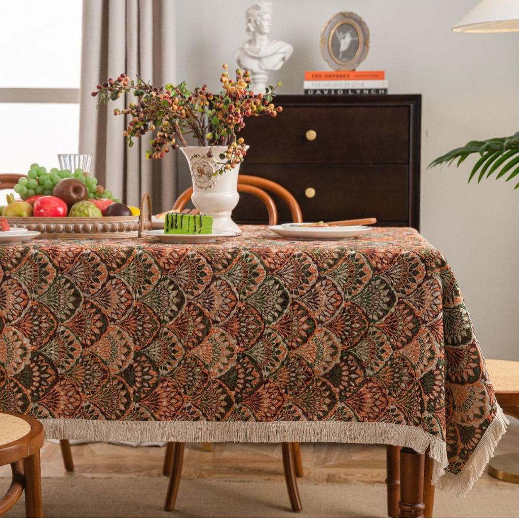 Retro Tablecloth Hand-painted Jacquard Thickened Dining Table Coffee Table Cover Table Mat Tablecloth