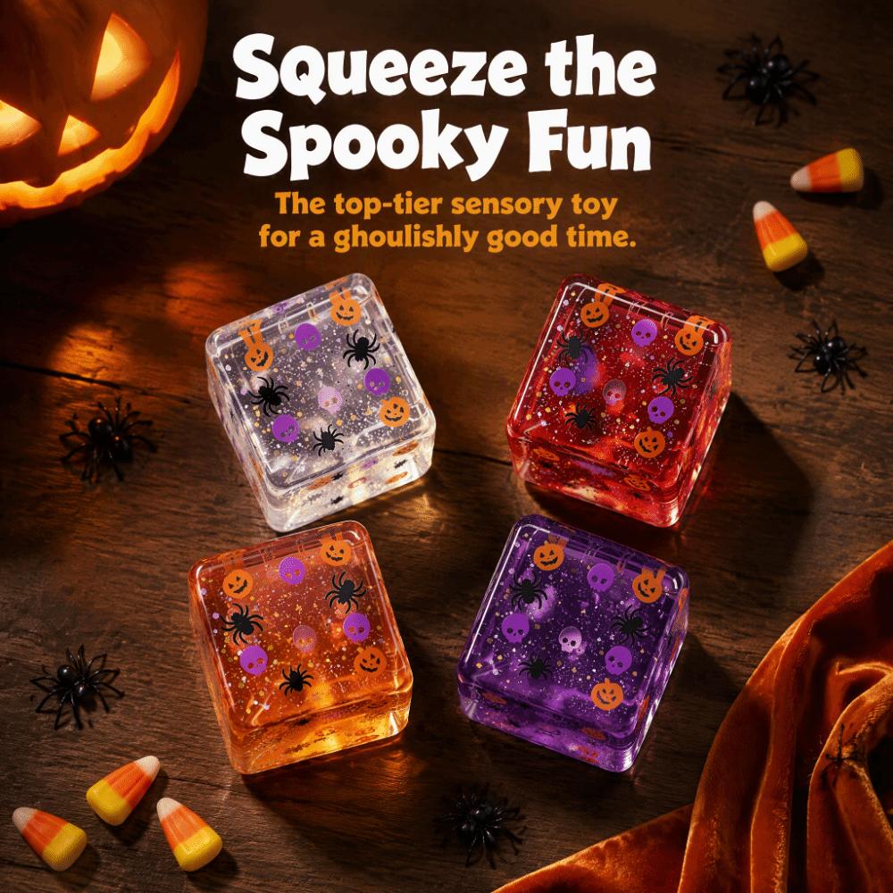 Clear Halloween Cube Squeeze Ball Glutinous Slow Rebound Toy Ice Cool Squishy Toy Office Break