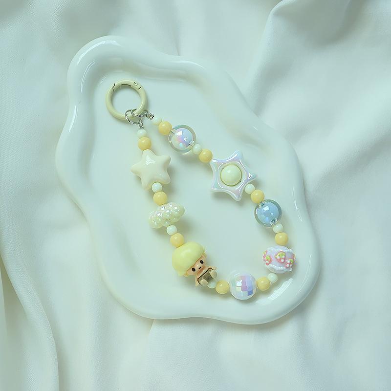 Милая мультяшная кукла, бисерный ремешок для телефона, брелок для рюкзака, брелок для ключей, кулон, анти-потеря, ремешок для телефона для iPhone, Samsung, подарки для девочек