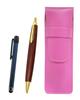 Розовая зернистая кожа ручка металл тач синий и коричневый деревянный стержень ретро шариковая ручка набор футляр, стик, SASP-ALL-HS48S