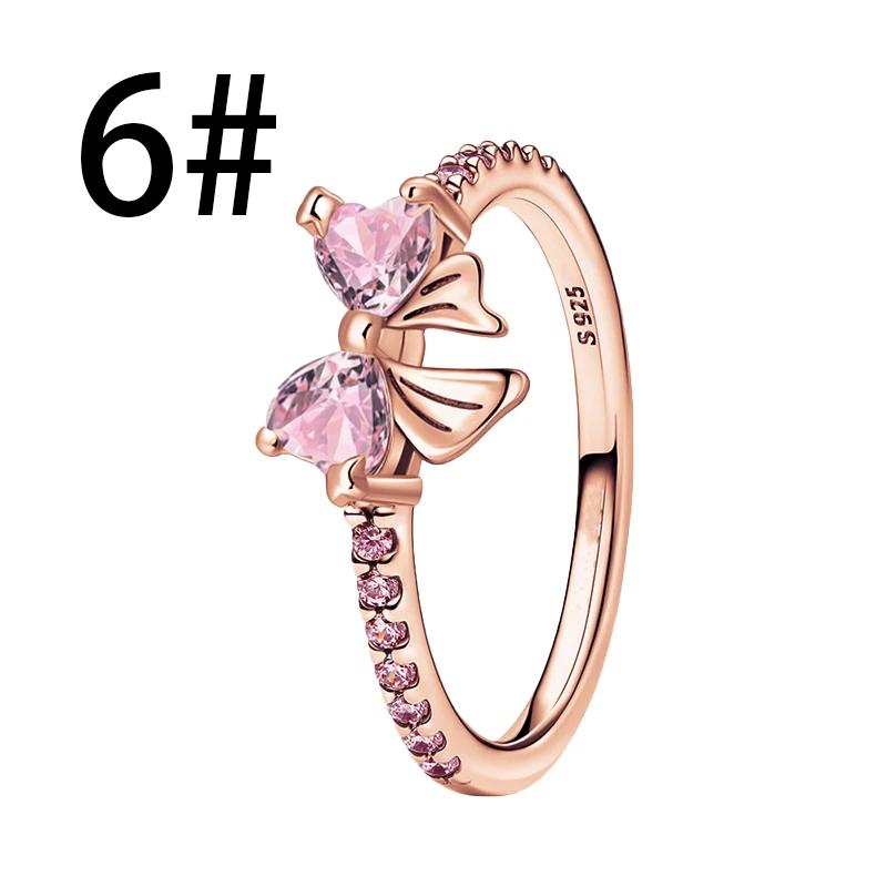 925 Silver Charms Colorful Bow Set Earrings Ring Beads Pendant for Women Bracelets Necklaces DIY Jewelry Gift