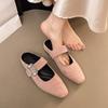 Fashion New Fashion Buckle Strap Pointed Toe Women Slippers Summer Shallow Square Low Heels Shoes Slide Mule Ladies Pumps
