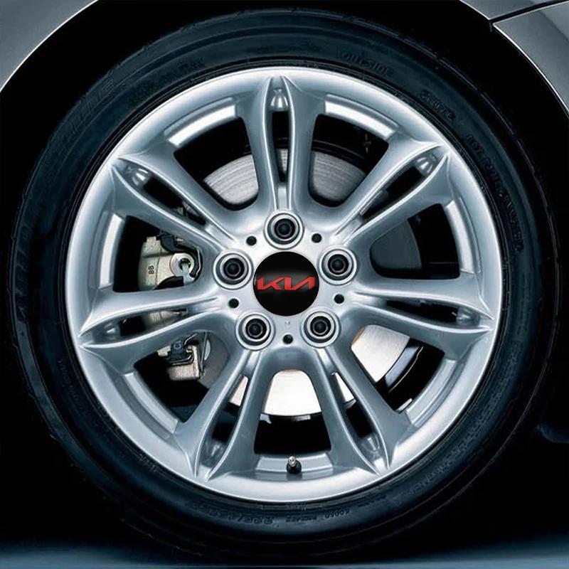 AABJC1 4pcs 56mm Car Aluminum Wheel Stickers for Kia Carnival Niro EV9 K8 Forte Cerato Sportage Ray EV Telluride Wheel Center Stickers