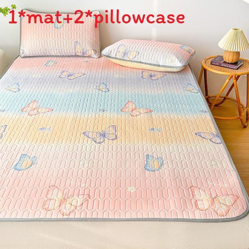 Summertime Bear Butterfly Dog Flower Patternlatex Bed Mat With Waterproof Print Material And Soft Pillowcases