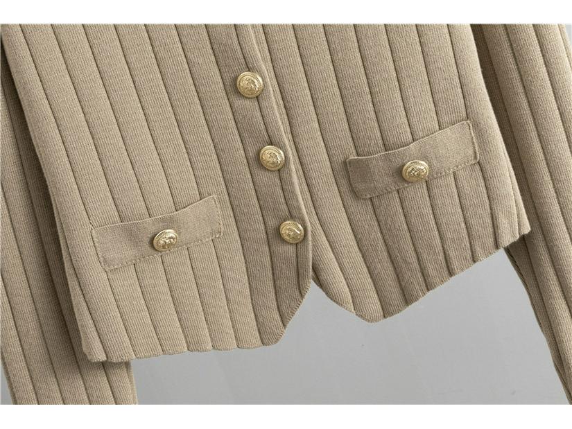 Корейский приталенный ароматный комплект из 3 предметов: брюки палаццо и свитер для женщин - Весна/Осень 2025