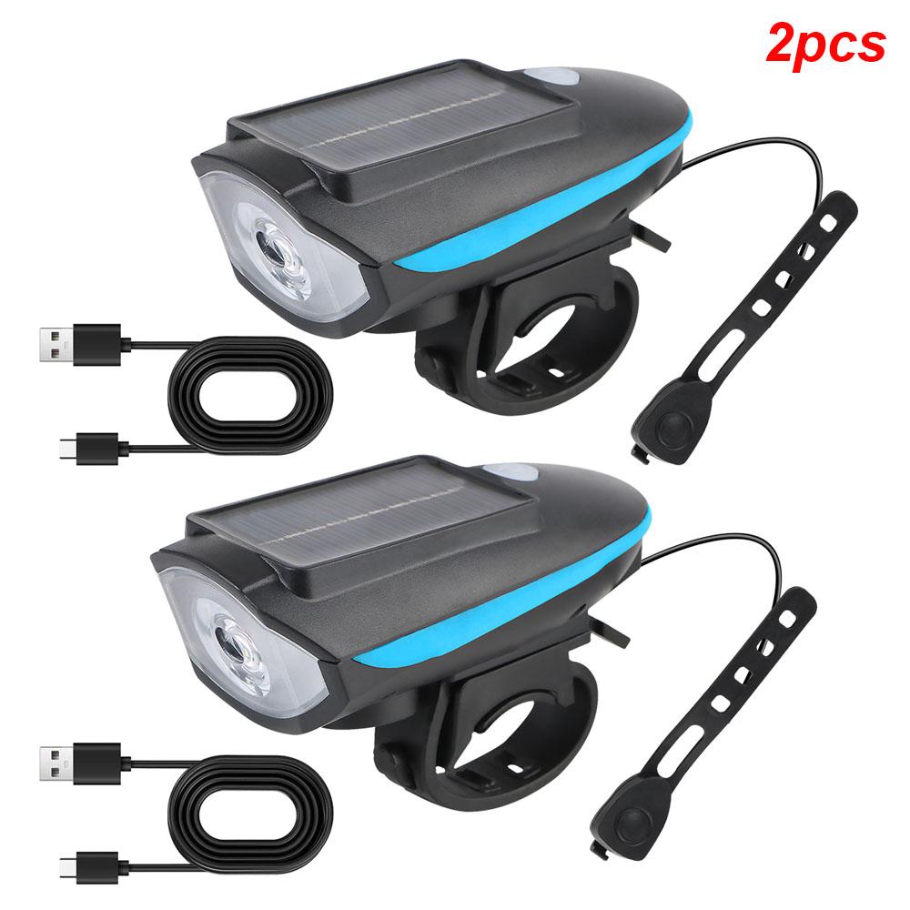 Portable Solar LED Lights with Horn For Bicycle Motorcycle Handbar Light High Bright Night Light Bike Spotlights Loudspeaker Set