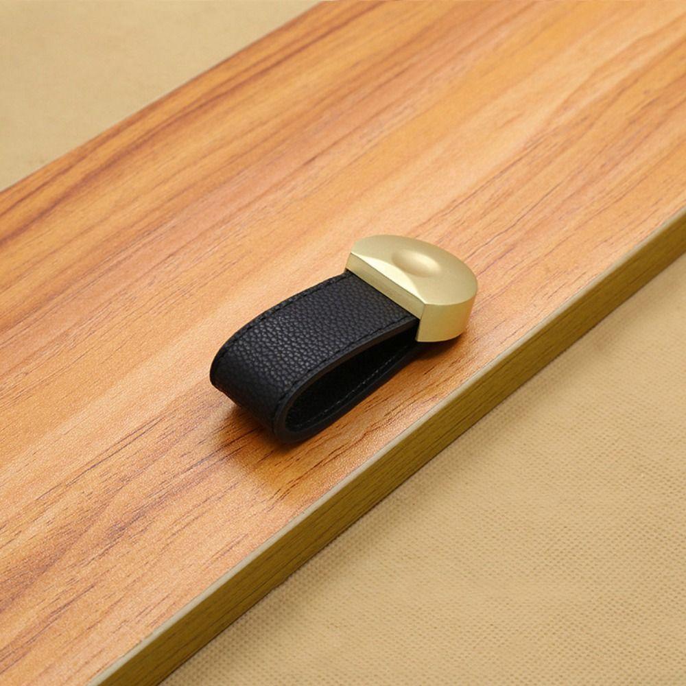 Soft Leather Handle Brown Door Knobs Classic Cabinet Pulls Kitchen