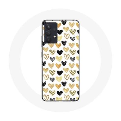 Coque Pour Samsung Galaxy A13 5G Fond De Texture Abstraite Coeurs Noir Jaune Et Gris