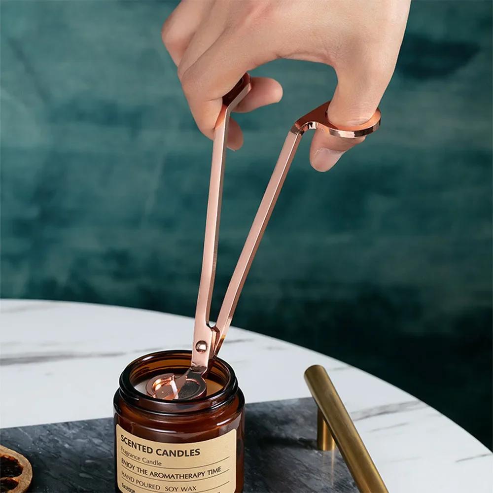 Набор аксессуаров для свечей 3-в-1: триммер для фитиля, гаситель, подставка. Нержавеющая сталь. В подарочной коробке. Набор для ухода за свечами. Принадлежности для любителей DIY-свечей.