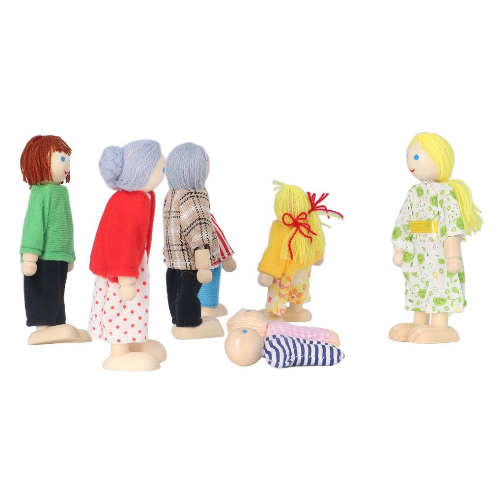 Wooden Dollhouse People for Kids Movable Cultivate Imagination Doll House Dolls Family for