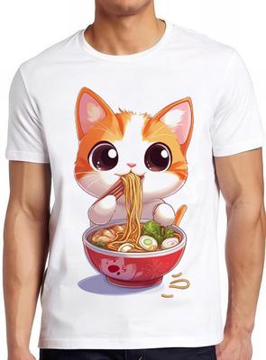 Ramen Cat T Shirt Anime Kawaii Neko Ramen Cute Japanese Noodle Cool Gift Tee 2410