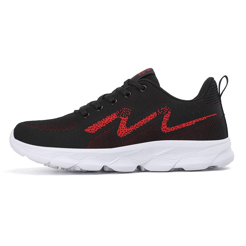 New Men's Shoes Low-top Sports Fly-woven Four-season Large-size Solid-color Sports Shoes Running Breathable and Casual