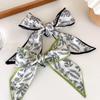 Sweet Neck Scarf Ins Long Scarf Women Hair Ribbon Hair Bands Satin Silk Scarf Flower Printed Scarf