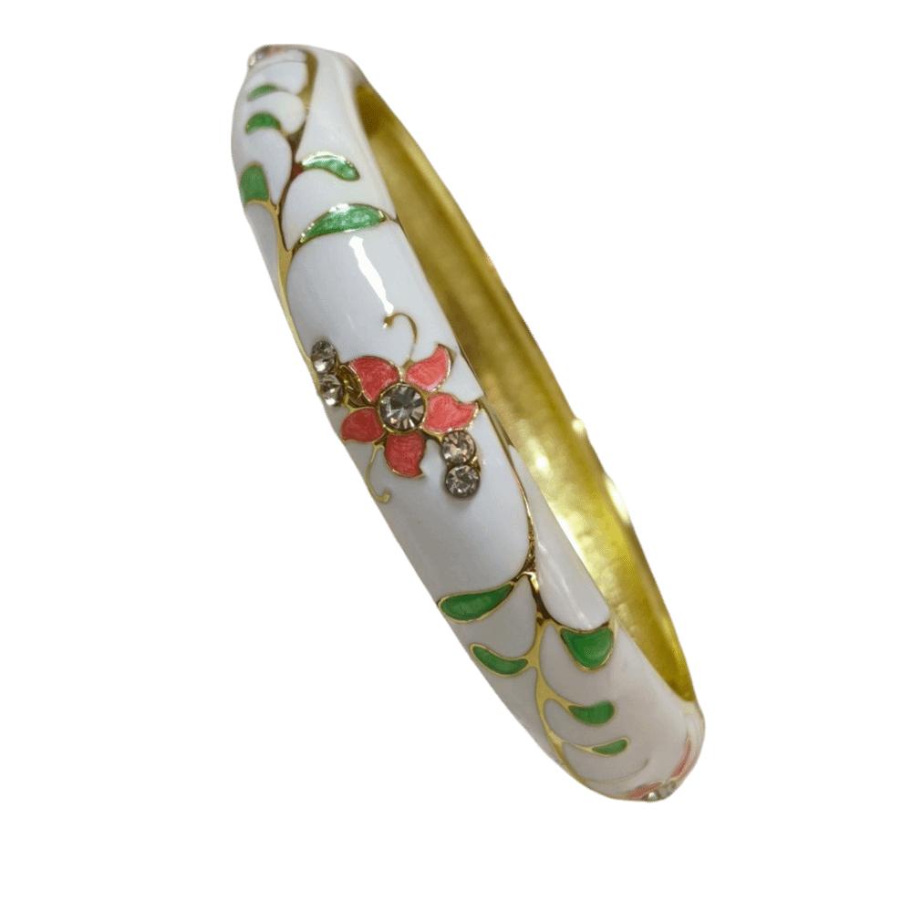 Enamel Vintage Flower Bangle Traditional Women's Hand Bracelet Jewelry Gifts