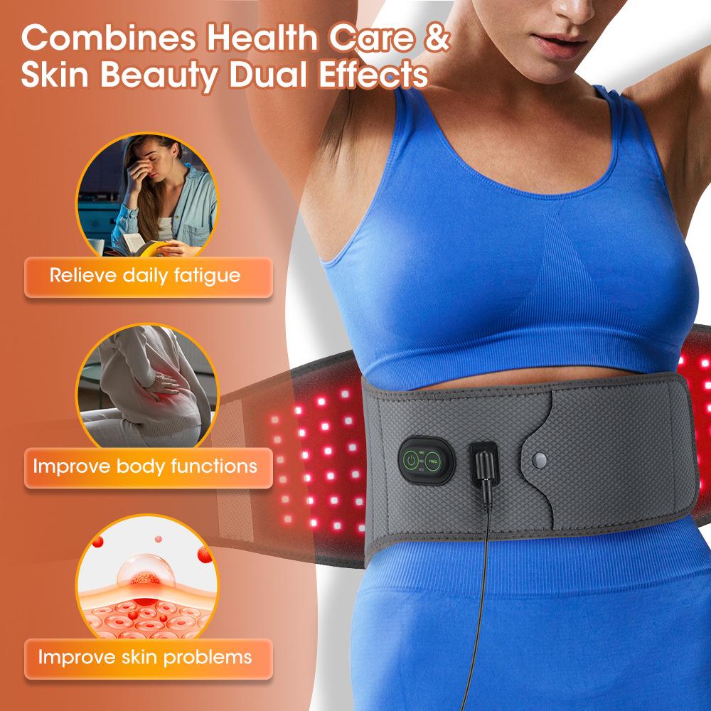 Портативный пояс для светотерапии красным светом с 120 светодиодами - грелка 660 нм/850 нм для облегчения боли в спине и восстановления мышц