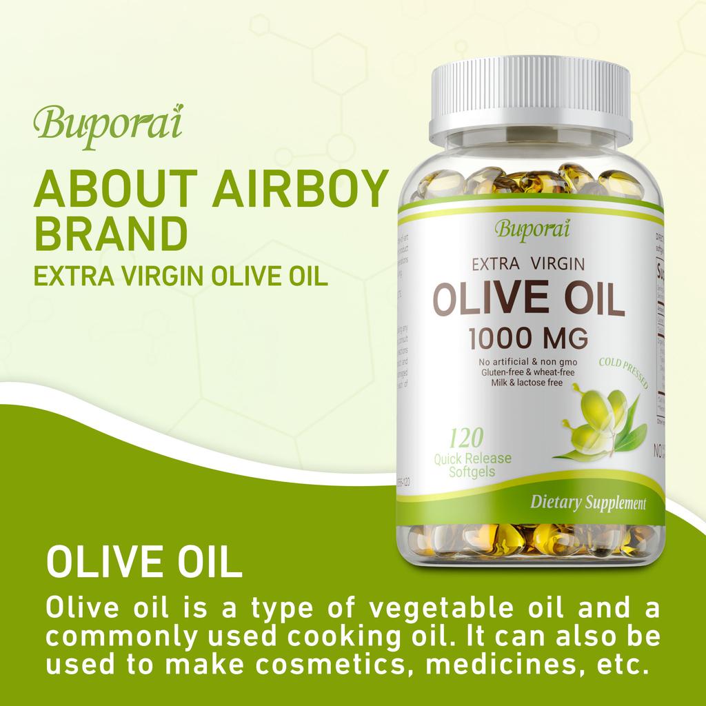 Extra Virgin Olive Oil Capsules, 1000mg, natural plant-based nutrition, immune support, suitable for adults.