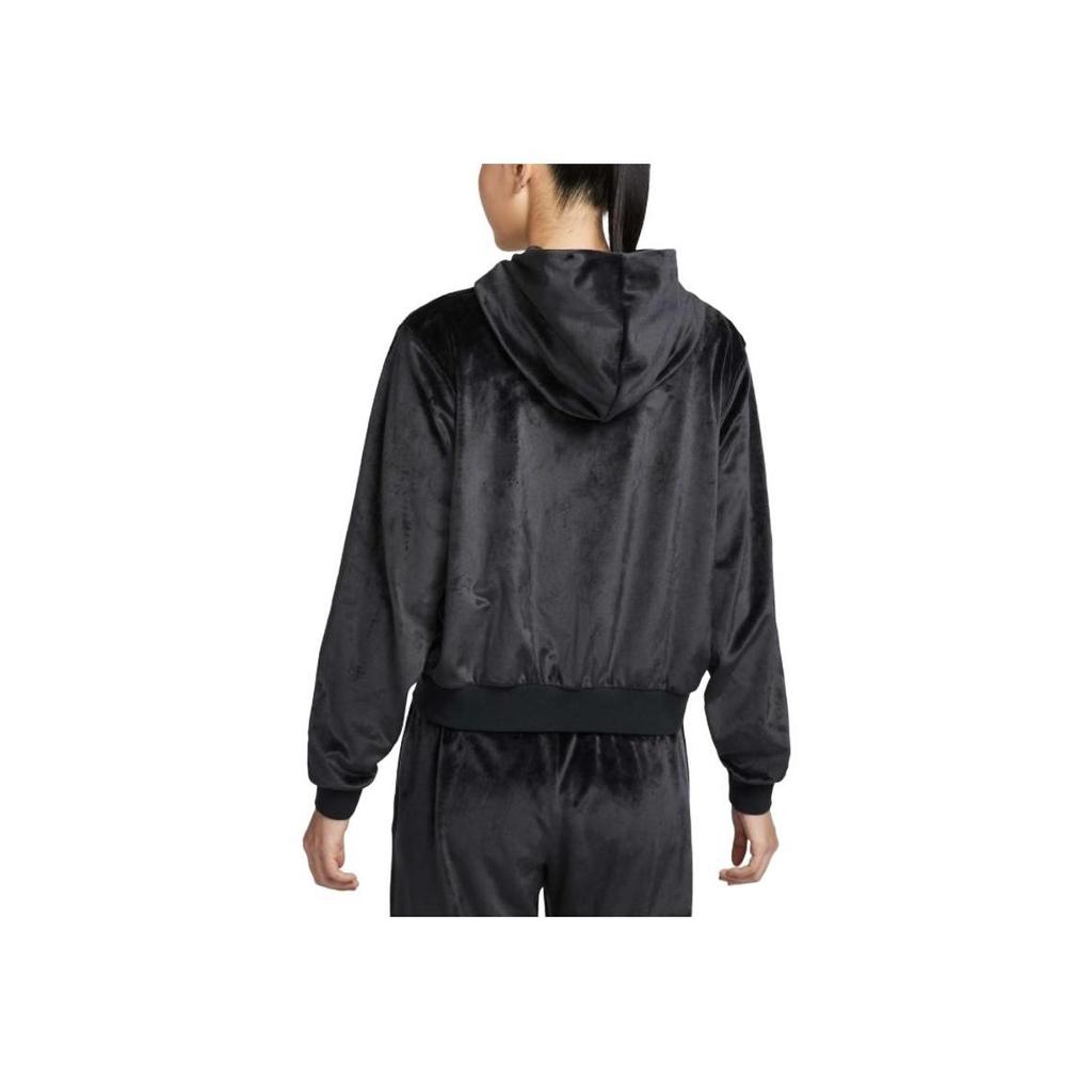 Nike Спортивная женская велюровая куртка с капюшоном на молнии Черная HJ0958-010